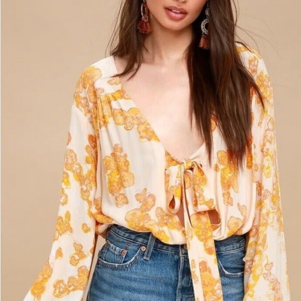 Free People-Forties feel Yellow bodysuit